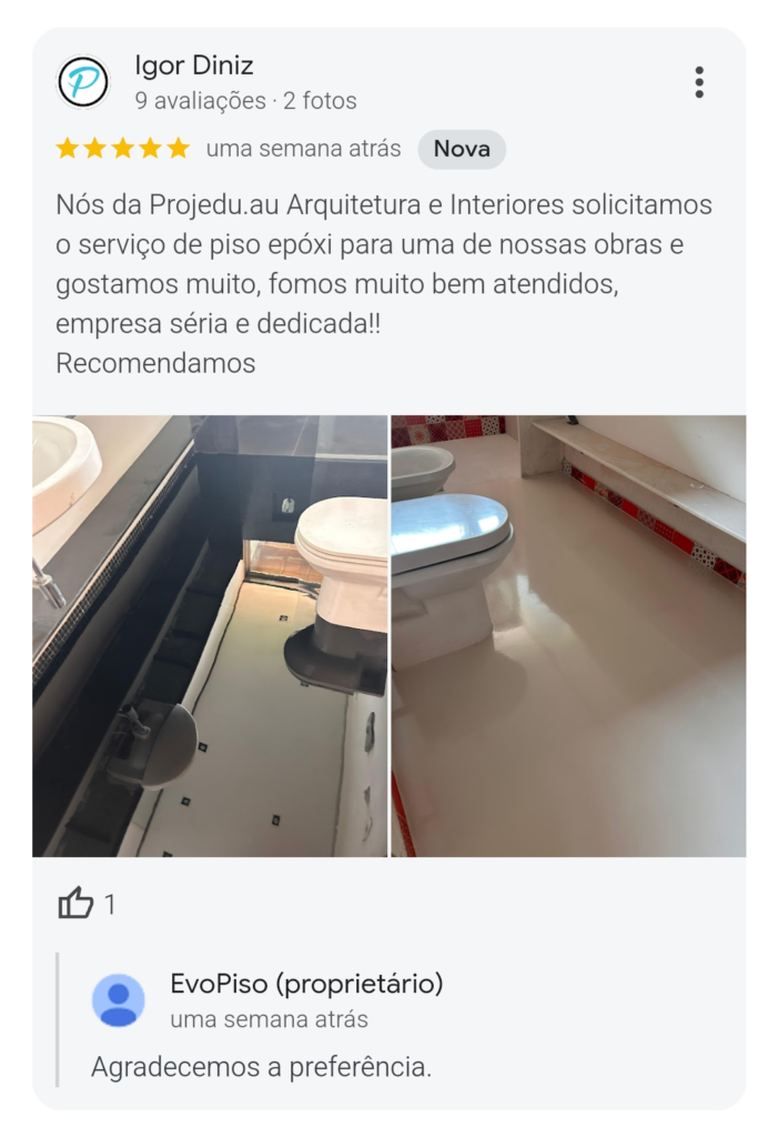 Avaliação Evopiso Piso Epóxi em Banheiro Pacaembu Projeduau