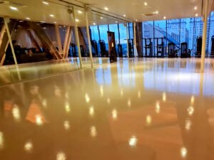 Piso Poliuretano Evopiso Obra em Academia BodyTech Shopping Iguatemi